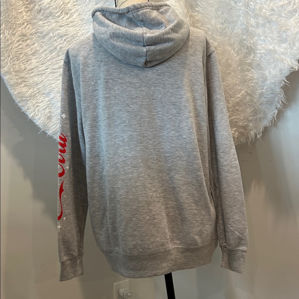 VTG Coca-Cola Sweatshirt Polar Bear Hoodie Mens Gray Christmas Happy Holidays - Picture 5 of 12